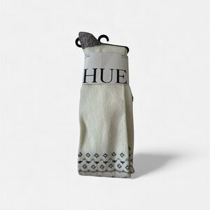 HUE Cream and Gray Geometric Knee Socks